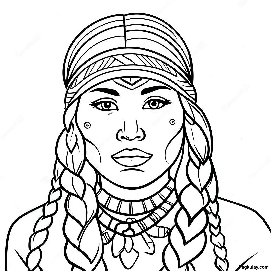 Katutubong Amerikano Na Batang Babae Na May Braid Na Pahina Ng Kulay 37455 8187
