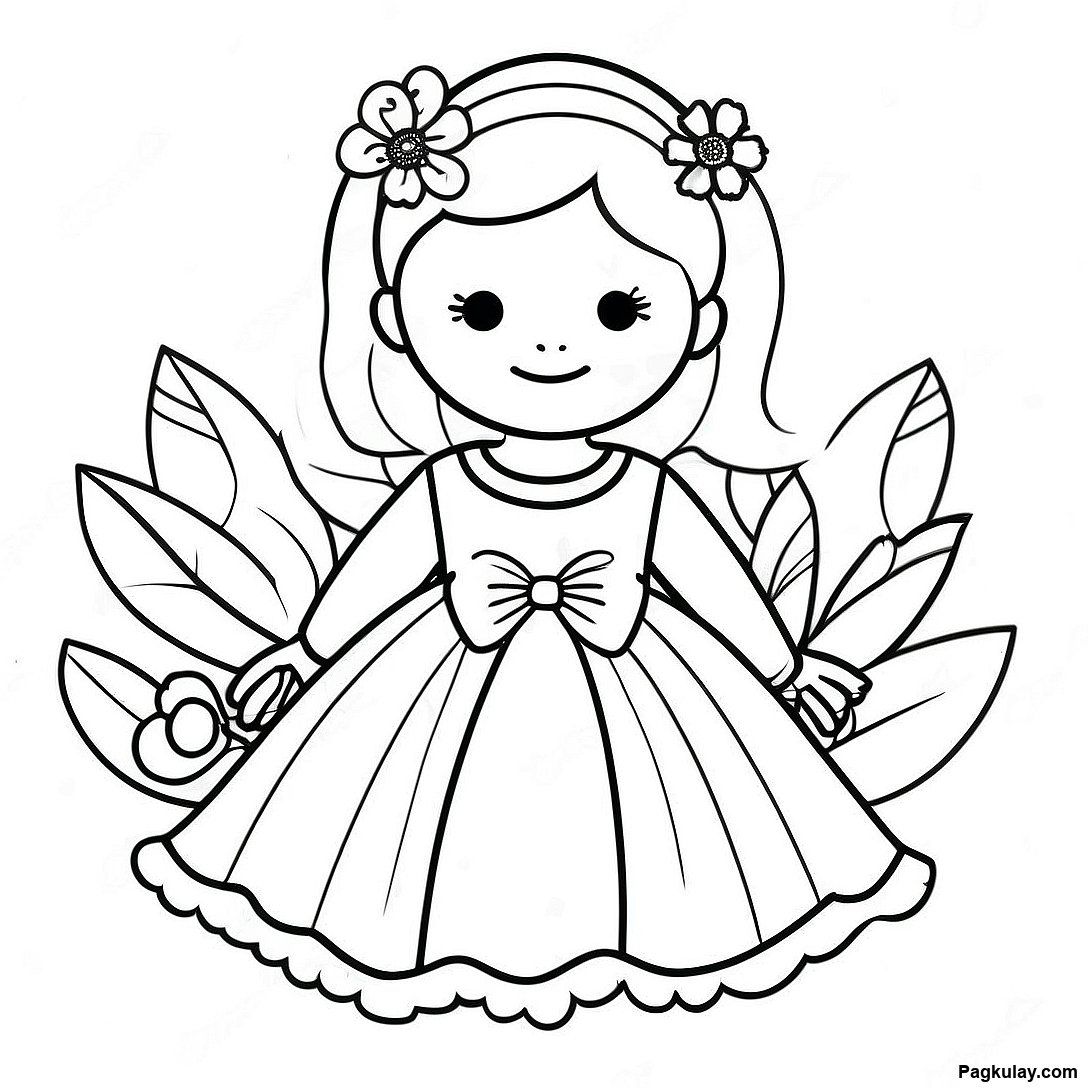 Magandang Bulaklak Na Batang Babae Sa Isang Damit Pahina Ng Kulay 104842 42559