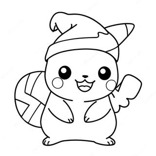 Pahina Ng Kulay Ng Paskong Pikachu Na May Santa Hat 100140-38791