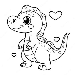 Pahina Ng Kulay Ng Cute Na Dinosaur Na May Puso 100319-38930