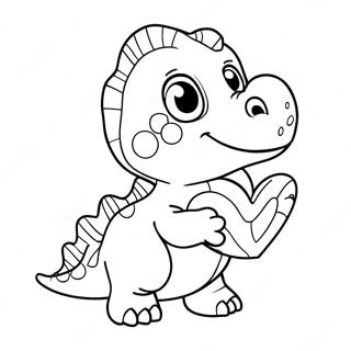 Pahina Ng Kulay Ng Kaakit Akit Na Dinosaur Na May Hawak Na Valentine 100320 38936