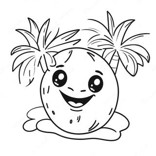 Cute Na Niyog Na May Ngiti Pahina Ng Kulay 101626-40058