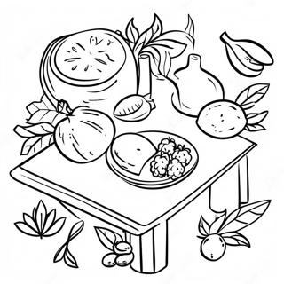 Pahina Ng Kulay Ng Seder Table Ng Tu Bishvat 101910-40286