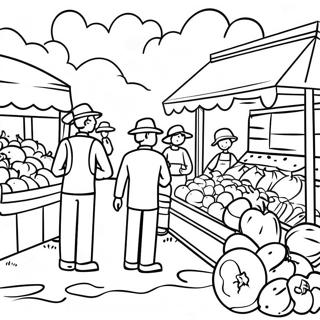 Pahina Ng Kulay Ng Abalang Eksena Sa Pamilihan Ng Mga Magsasaka 102090 40423