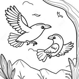 Pahina Ng Kulay Ng Mga Majestic Na Raven Na Lumilipad 104225-42078