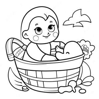 Sanggol Na Moises Sa Basket Pahina Ng Kulay Mga Pahina Ng Kulay