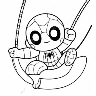 Cute Na Baby Spiderman Na Nagswing Na Pahina Ng Kulay 105537-43109