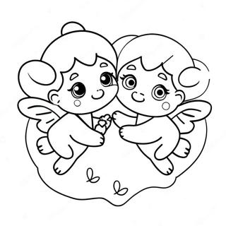 Makulay Na Pahina Ng Kulay Ng Mga Kupido Para Sa Araw Ng Mga Puso 105666-43218