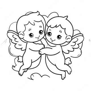 Makulay Na Pahina Ng Kulay Ng Mga Kupido Para Sa Araw Ng Mga Puso 105666-43220