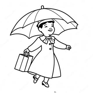 Pahina Ng Kulay Ni Mary Poppins Na Lumilipad Gamit Ang Payong 106490-43850