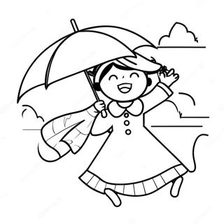 Pahina Ng Kulay Ni Mary Poppins Na Lumilipad Gamit Ang Payong 106490-43851