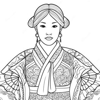 Pahina Ng Kulay Na Tradisyunal Na Hanbok Ng Koreano 107973-45013