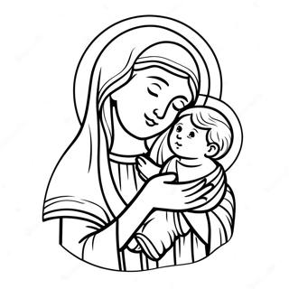 Magandang Pahina Ng Kulay Ng Birheng Maria Kasama Si Baby Jesus 110421-46977