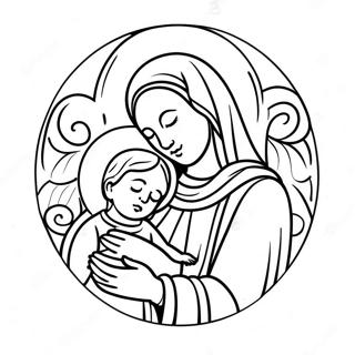 Magandang Pahina Ng Kulay Ng Birheng Maria Kasama Si Baby Jesus 110421-46978