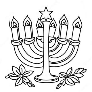 Masayang Menorah Ng Hanukkah Pahina Ng Kulay 110935-47412