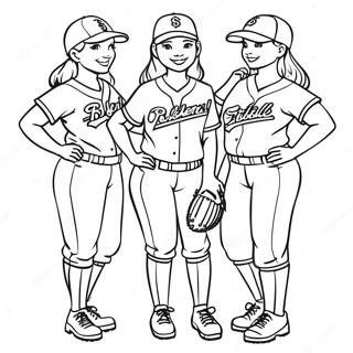 Kaakit Akit Na Koponan Ng Softball Na Pahina Ng Kulay 111064-47511