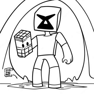 Enderman Na Hawak Ang Block Na Pahina Ng Kulay 111270-47667