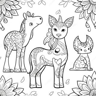 Pahina Ng Kulay Ng Mga Hayop Ng Folk Art Na Puno Ng Imaginasyon 112195-48393