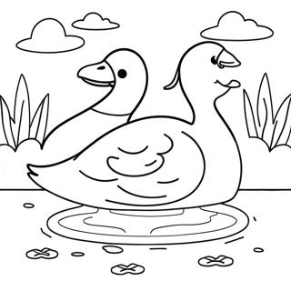 Gansa Na Nagsiswimming Sa Isang Lawa Pahina Ng Kulay 113014-49150