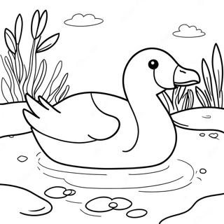 Gansa Na Nagsiswimming Sa Isang Lawa Pahina Ng Kulay 113014-49152