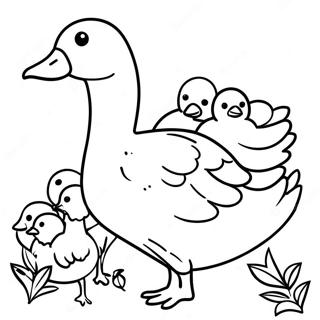 Gansa Kasama Ang Mga Sisiw Pahina Ng Kulay 113015-49153