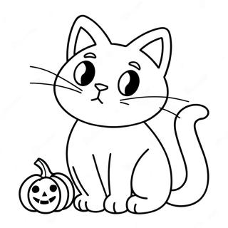 Pahina Ng Kulay Ng Masiglang Itim Na Pusa Ng Halloween 113244-49326