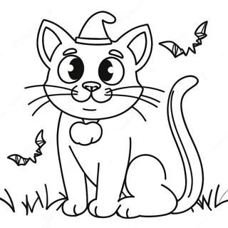 Pahina Ng Kulay Ng Masiglang Itim Na Pusa Ng Halloween 113244-49327