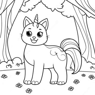 Mahikang Pusa Ng Unicorn Sa Gubat Na Pahina Ng Kulay 11342 1049