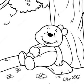 Pahina Ng Kulay Ng Natutulog Na Winnie The Pooh Sa Ilalim Ng Puno Mga Pahina Ng Kulay