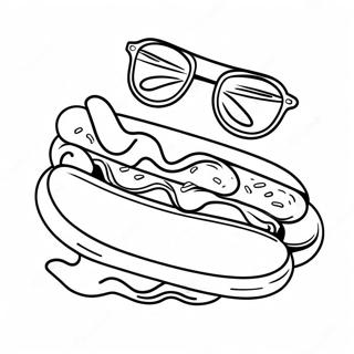 Nakakatawang Hot Dog Na May Salamin Pahina Ng Kulay Mga Pahina Ng Kulay