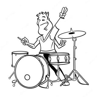 Drummer Sa Aksyon Ng Rock Band Pahina Ng Kulay 114814 50546