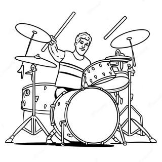 Drummer Sa Aksyon Ng Rock Band Pahina Ng Kulay 114814 50547