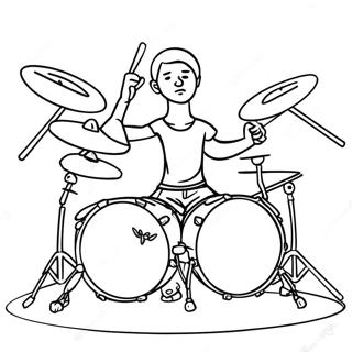 Drummer Sa Aksyon Ng Rock Band Pahina Ng Kulay 114814 50548