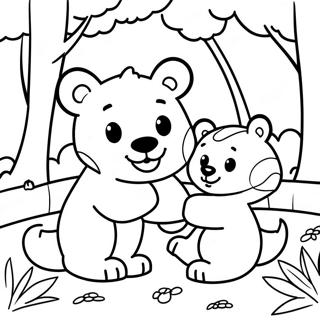 Cute Na Mga Sanggol Na Naglalaro Sa Gubat Pahina Ng Kulay 115793-51303