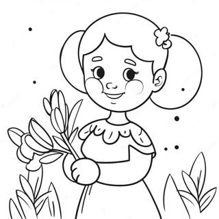 Pahina Ng Kulay Ng Cute Na Tiya Na May Mga Bulaklak 115871-51366