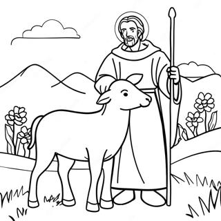 Mapag Alaga Na Mabuting Pastol Sa Pastulan Pahina Ng Kulay 116441 51971