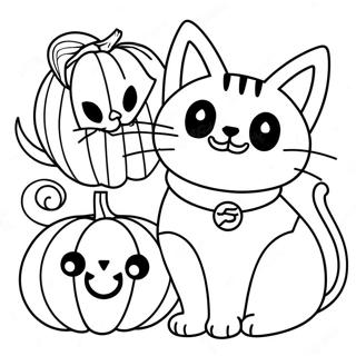 Halloween Cats Mga Pahina Ng Kulay