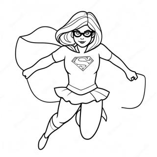 Supergirl Na May Dumadaloy Na Kapote Na Pahina Ng Kulay 119863-54737