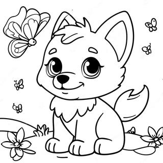 Kaakit Akit Na Sanggol Na Wolf Na May Mga Pakpak Ng Paru Paro Na Pahina Ng Kulay 120941-55582