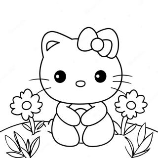 Hello Kitty Na May Mga Bulaklak Na Pahina Ng Kulay 121452-56137