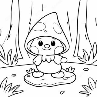 Mapangahas Na Pahina Ng Kulay Ng Gnome Na Kabute Na Nagtutuklas Sa Gubat Mga Pahina Ng Kulay