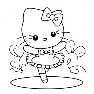 Hello Kitty Ballerina Outline Mga Pahina Ng Kulay