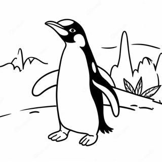 Masayang Penguin Sa Snow Na Pahina Ng Kulay 123429-57735