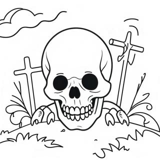 Nakakatakot Na Bungo Sa Libingan Na Pahina Ng Kulay 123458 57767