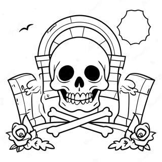 Nakakatakot Na Bungo Sa Libingan Na Pahina Ng Kulay 123458 57768