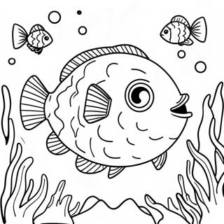 Puffer Fish Sa Coral Reef Na Pahina Ng Kulay 124203 58438
