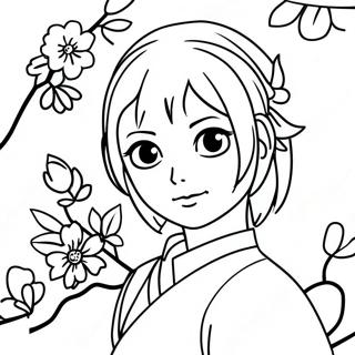 Sakura Haruno Kasama Ang Mga Cherry Blossom Na Pahina Ng Kulay 124356-58551
