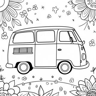 Groovy Hippie Van Na Pahina Ng Kulay 124536-58685