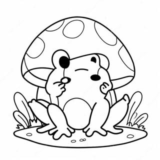 Cute Mushroom Frog Mga Pahina Ng Kulay