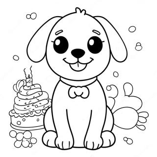 Kulay Na Pahina Ng Cute Na Puppy Sa Pagdiriwang Ng Kaarawan 125463-59410